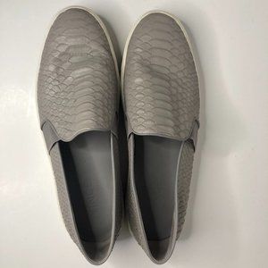 Vince Blair Alligator Snakeskin Embossed Slip-on Sneakers Grey
